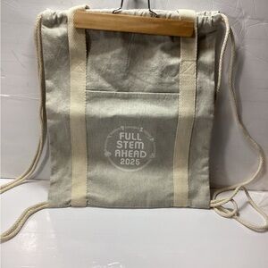 Canvas Backpack - Beige Drawstring And Tote